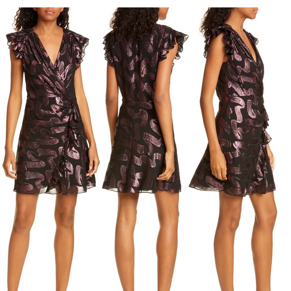 Rebecca Taylor metallic silk chiffon dress